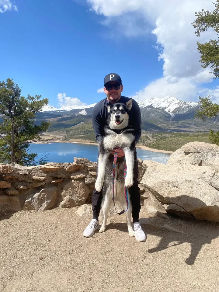 Me, outdoors with my husky